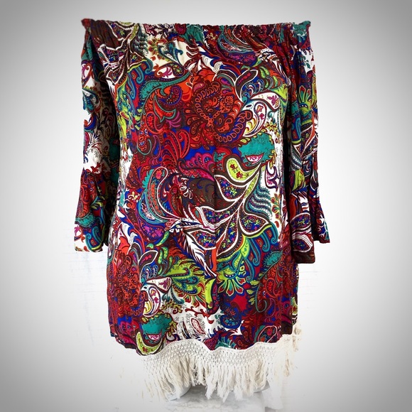 🚨SOLD BOGO BLACK BEAD Bohemian Print Tunic - Picture 2 of 5